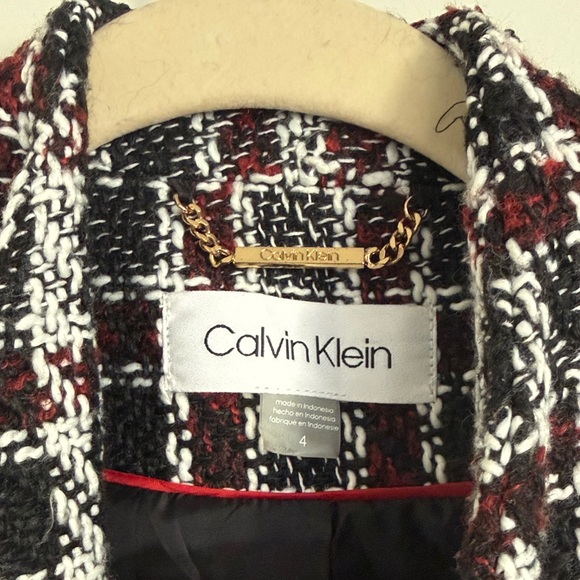 Calvin Klein Women's Plaid Blazer - Red, Black, White - Picture 5 of 6